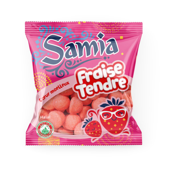 middle_square_65df0f75bbebf_bonbons-fraise-tendre-halal-90g-samia_3276650117192 Bonbons fraise tendre halal 90g Samia 18P – Image 1